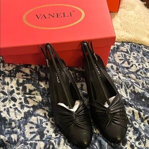 Vaneli Black Knotted Slingback Heels